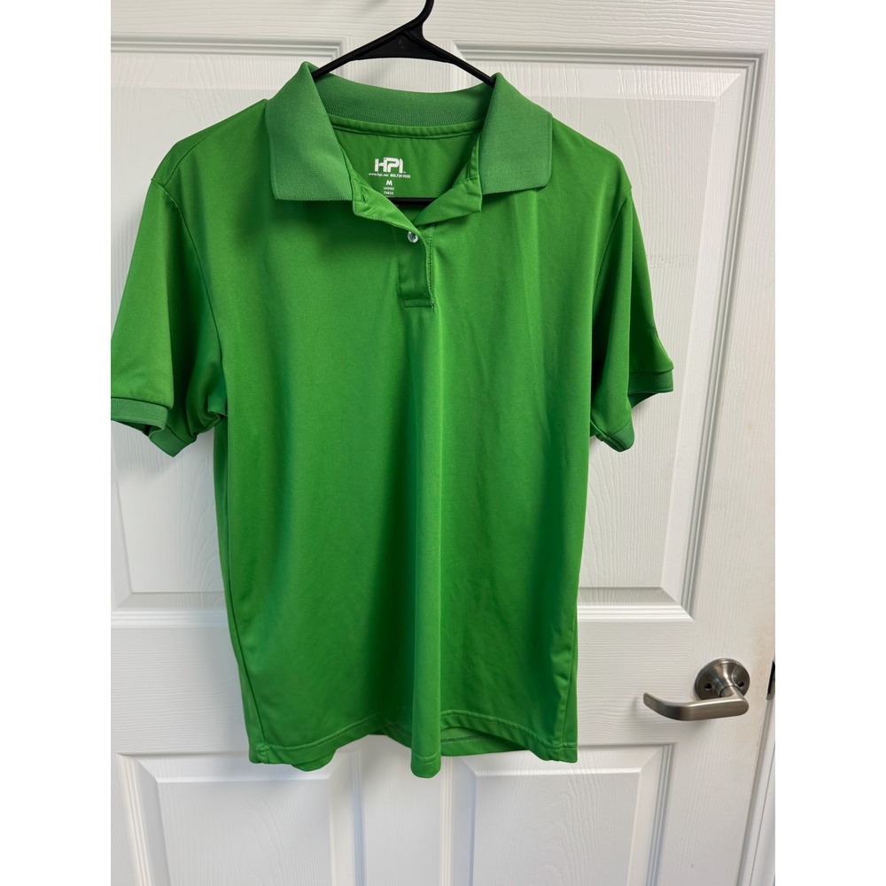 HPI Womens Green Short Sleeve Performance Pique Polo Shirt Size M P Logo Sleeve‎